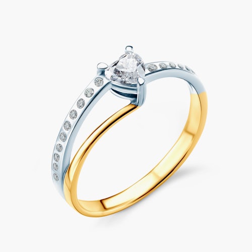 Pierścionek zaręczynowy SAVICKI: dwukolorowe złoto, z diamentami